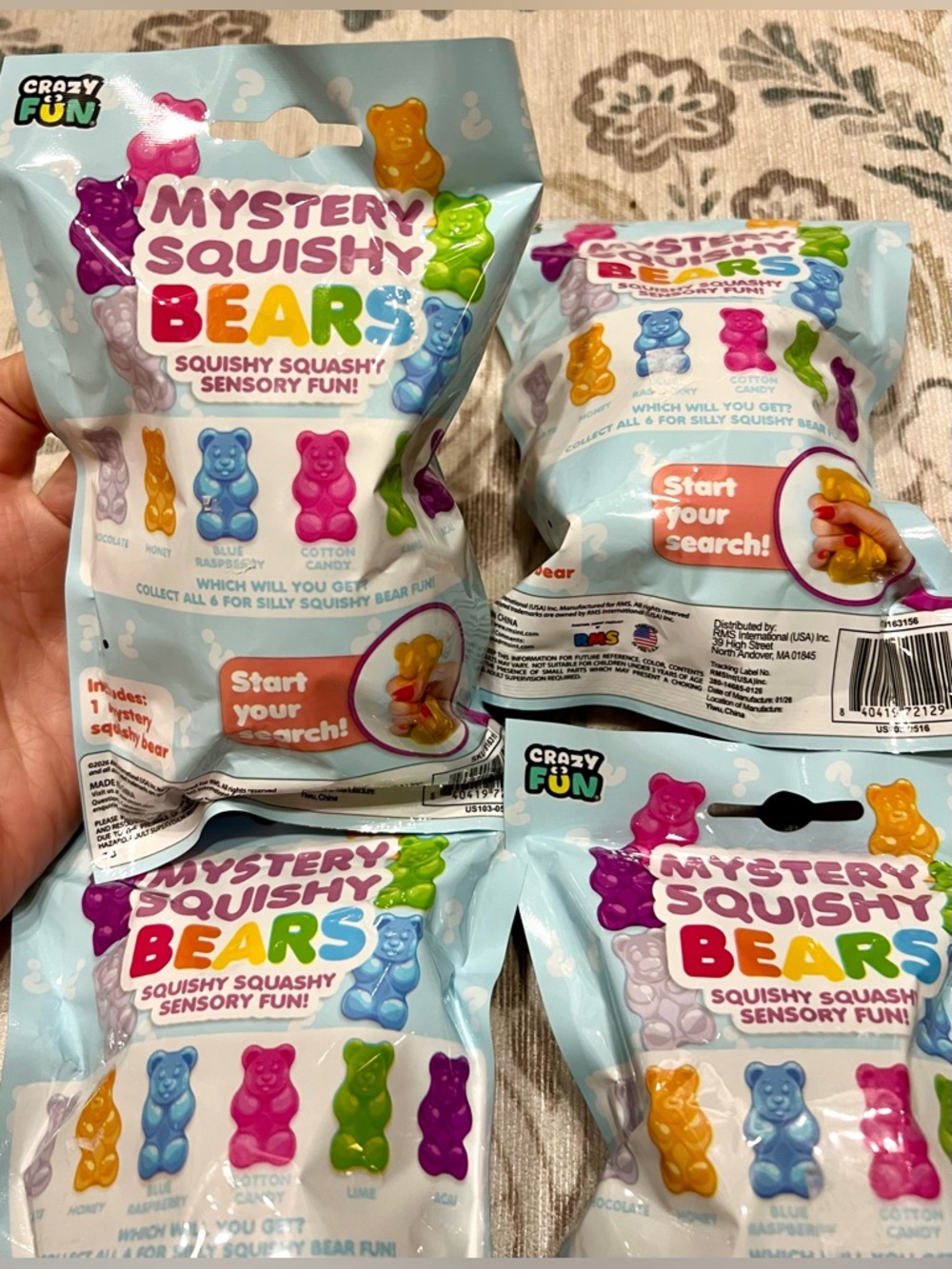 4 Mystery Squishy Bears Sensory Toy 5-Below New in Package - Picture 3 of 3